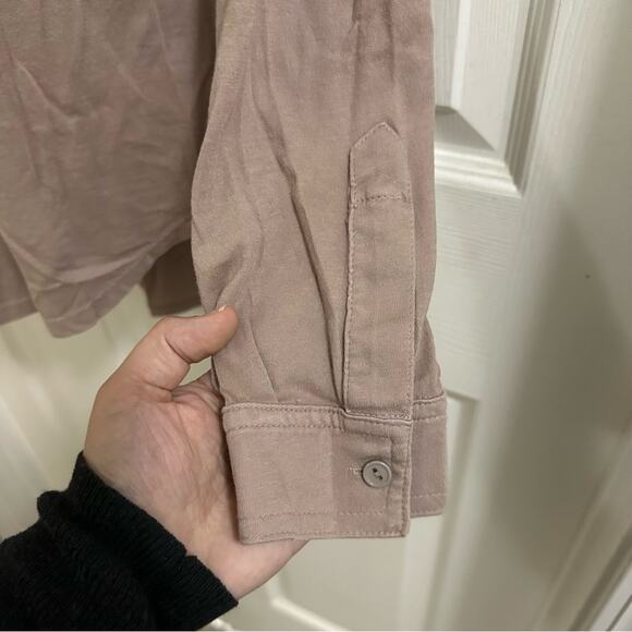 💥BOBI Los Angeles Button Down Collared Pocket T-Shirt Women’s size Small brown - Picture 4 of 9
